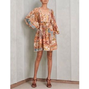 Zimmermann Mini Floral Long-Sleeve Chintz Patchwork Dress
